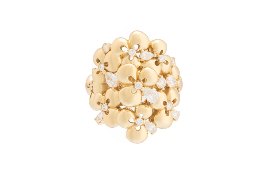 Ischia ring in 18kt yellow gold set with white diamonds (1.63 carats)