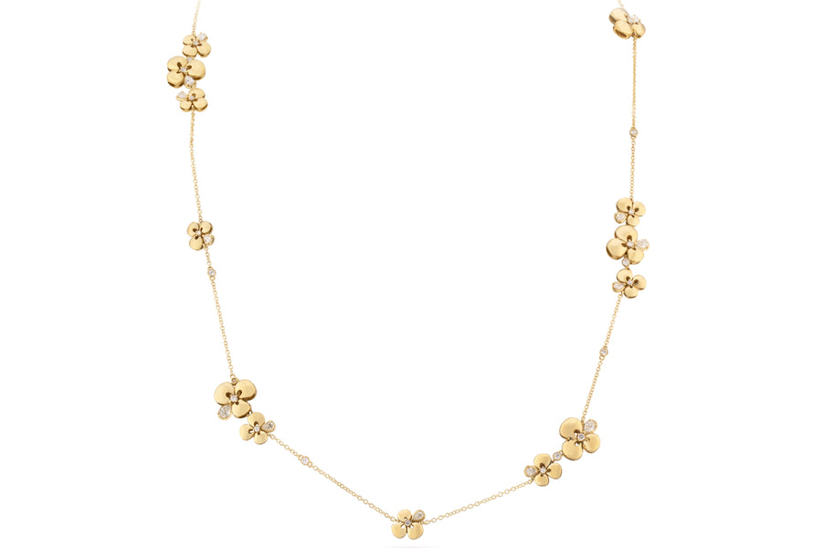 Ischia long necklace in 18kt yellow gold with white diamonds (3.05 carats)