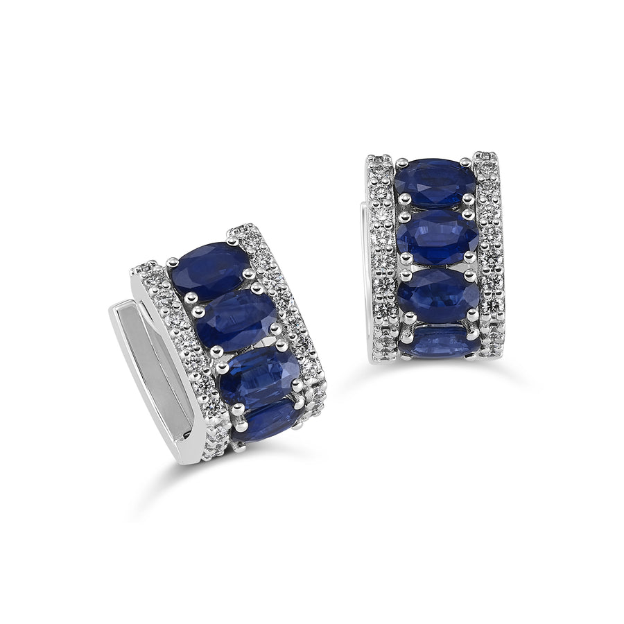 Procida earrings in 18K white gold with white diamonds (approx. 0.72 carats) and blue sapphires (approx. 4.54 carats)