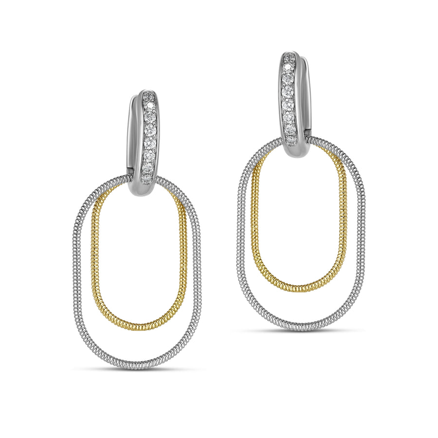 Sabbia D'Oro earrings in 18K yellow and white gold with white diamonds (approx. 0.32 carats)