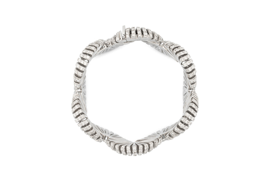 Raggi bracelet in 18K white gold with full pave of white diamonds