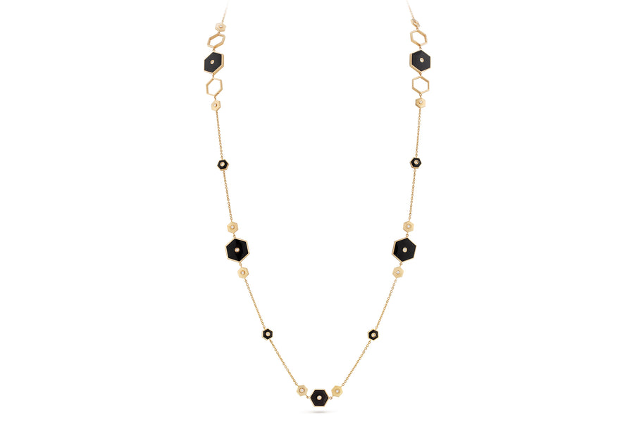 Baia Sommersa necklace in 18K yellow gold set with white diamonds (1.53 cts) and onyx
