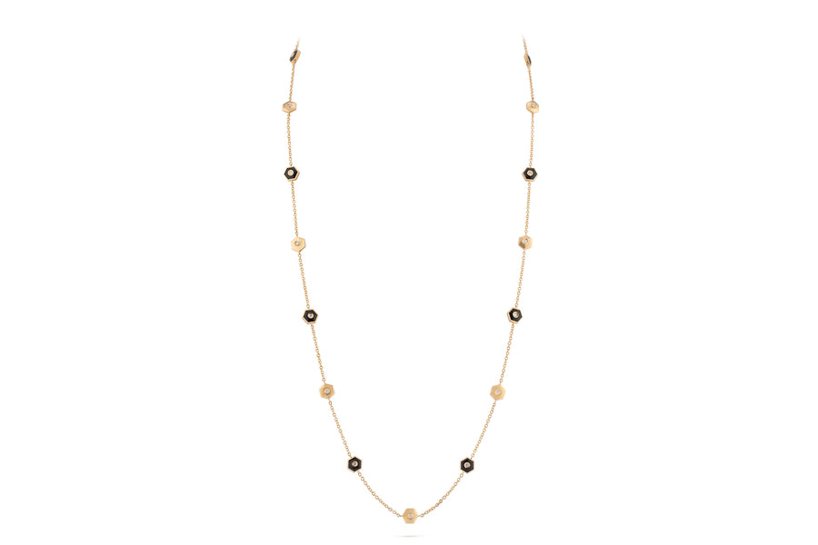 Baia Sommersa necklace in 18K yellow gold set with white diamonds (approx. 1.25 cts) and onyx