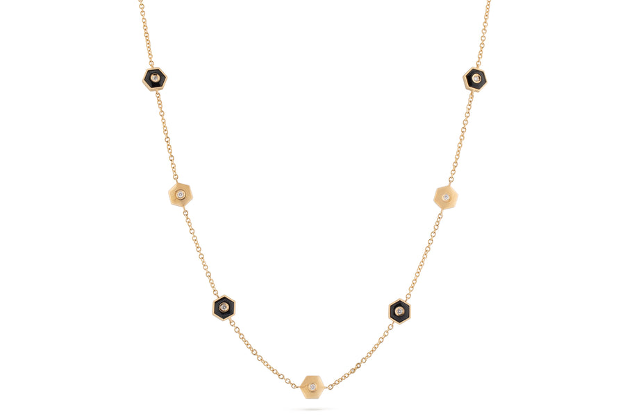 Baia Sommersa necklace in 18K yellow gold set with white diamonds (approx. 1.25 cts) and onyx