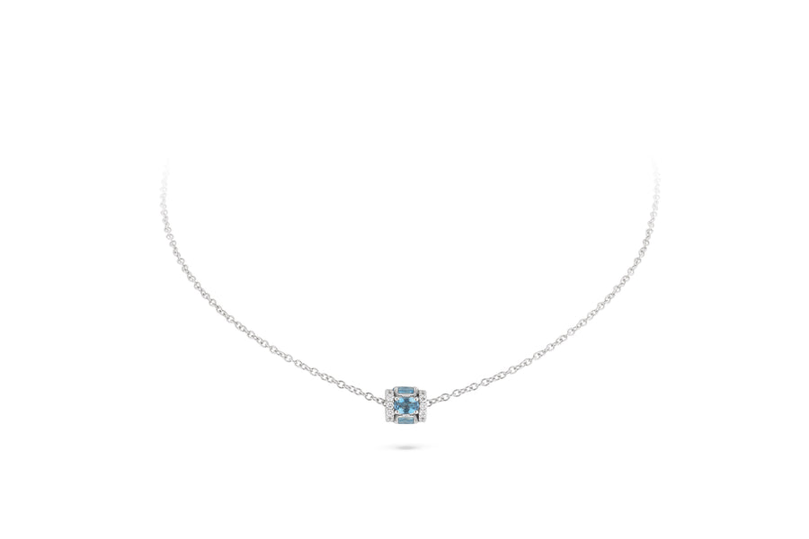 Procida pendant in 18K white gold with aquamarine and white diamonds