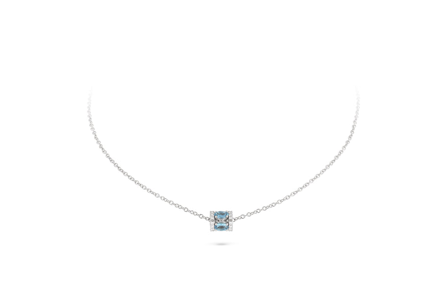 Procida pendant in 18K white gold with aquamarine and white diamonds