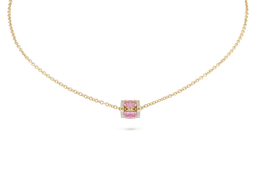 Procida pendant in 18K rose gold with pink sapphires and white diamonds