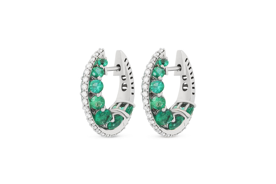Procida earrings in 18K white gold with emeralds (approx. 4.65 carats) and white diamonds (approx. 0.67 carats)