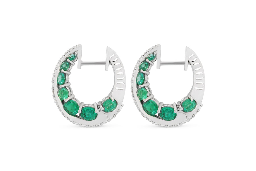 Procida earrings in 18K white gold with emeralds (approx. 4.65 carats) and white diamonds (approx. 0.67 carats)