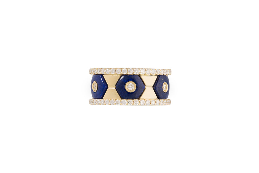 Baia Sommersa ring in 18K yellow gold set with white diamonds (approx. 1.35 cts) and lapis