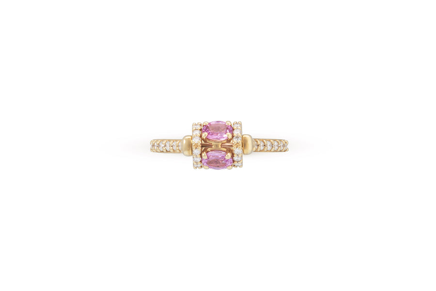 Procida ring with rotating element in 18K yellow gold with white diamonds (approx. 0.43 carats)and pink sapphires(approx. 0.95 carats)
