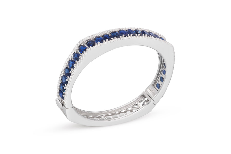 Procida bracelet in 18kt white gold set with white diamonds (approx. 2.00 carats) and blue sapphires (approx. 14.58 carats)