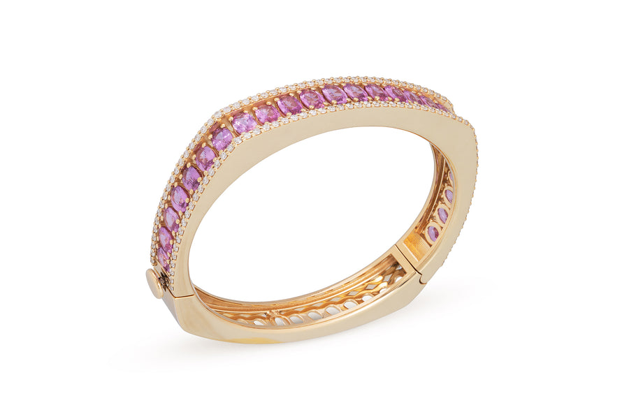 Procida bracelet in 18kt yellow gold set with white diamonds (approx. 2.00 carats) and pink sapphires (approx. 11.13 carats)