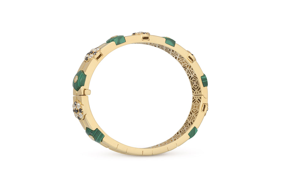 Baia Sommersa bracelet in 18K yellow gold with white and black diamonds (approx. 2.65 carats) and malachite