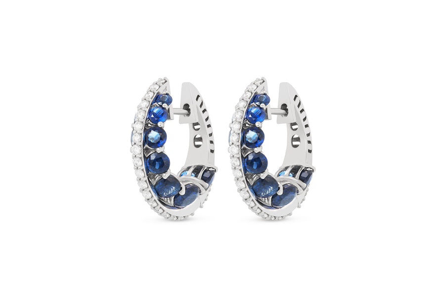 Procida earrings in 18K white gold with blue sapphires (approx. 7.06 carats) and white diamonds (approx. 0.67 carats)