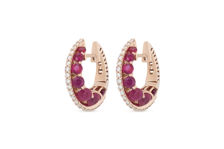 Procida earrings in 18K rose gold with rubies (approx. 6.71 carats) and white diamonds (approx. 0.67 carats)