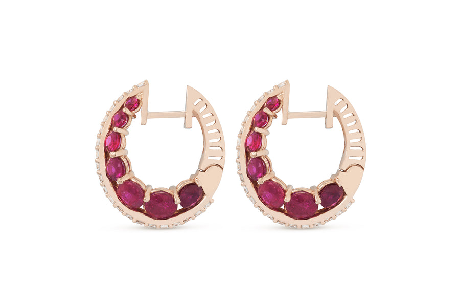 Procida earrings in 18K rose gold with rubies (approx. 6.71 carats) and white diamonds (approx. 0.67 carats)