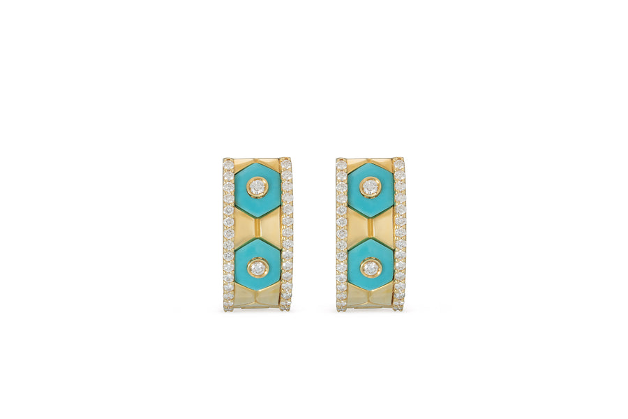 Baia Sommersa earrings in 18kt yellow gold set with white diamonds (approx. 1.00 carat) and turquoise