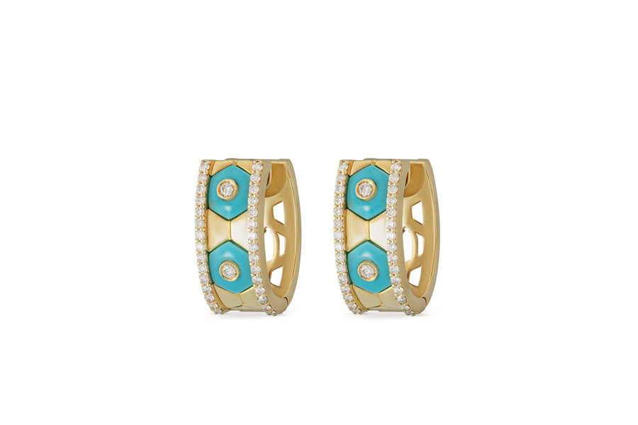Baia Sommersa earrings in 18kt yellow gold set with white diamonds (approx. 1.00 carat) and turquoise