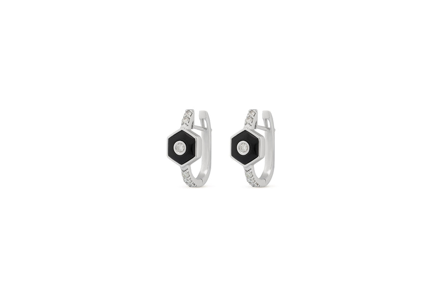 Baia Sommersa earrings in 18kt white gold with white diamonds (approx. 0.33 carats) and onyx